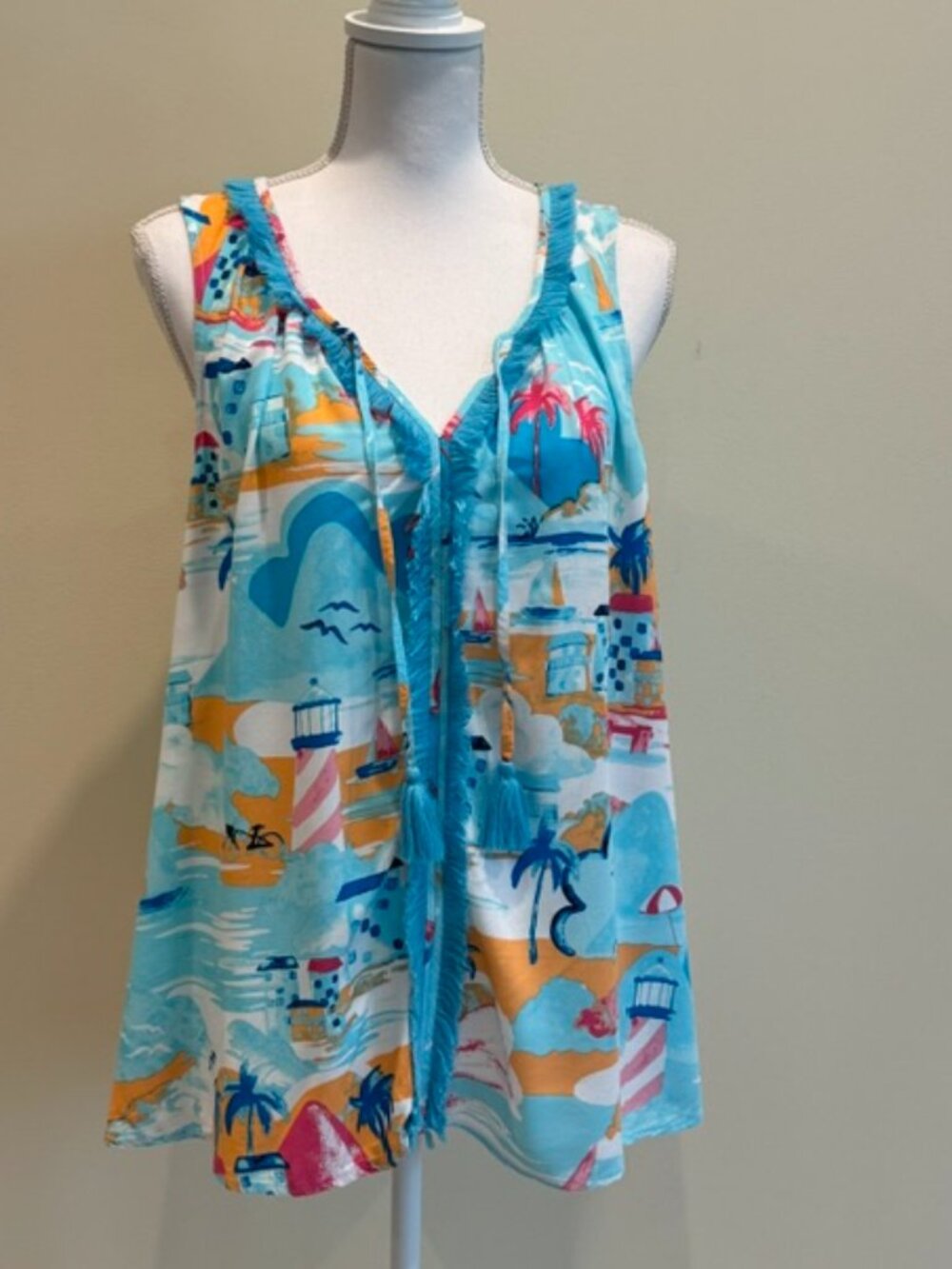 Crown & Ivy Sleeveless Beach Theme Top Size XXL